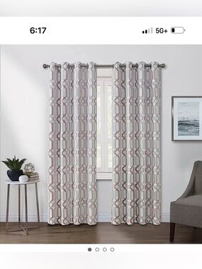 Geometric Pattern Blackout Curtain Panel - Cream and Tan 50x84